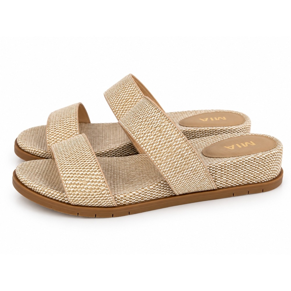 MIA Catriona-RSF Woven Slide Sandals Beige Cream Platform Strappy Womens 11M
